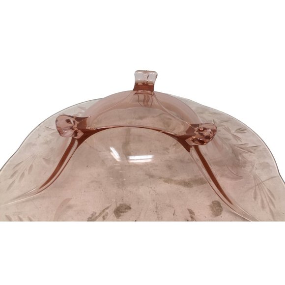 Beautiful Rose Carnival Glass Dish with Very Wide Scalloped Edge Rim -  Embossed - Picture 6 of 9